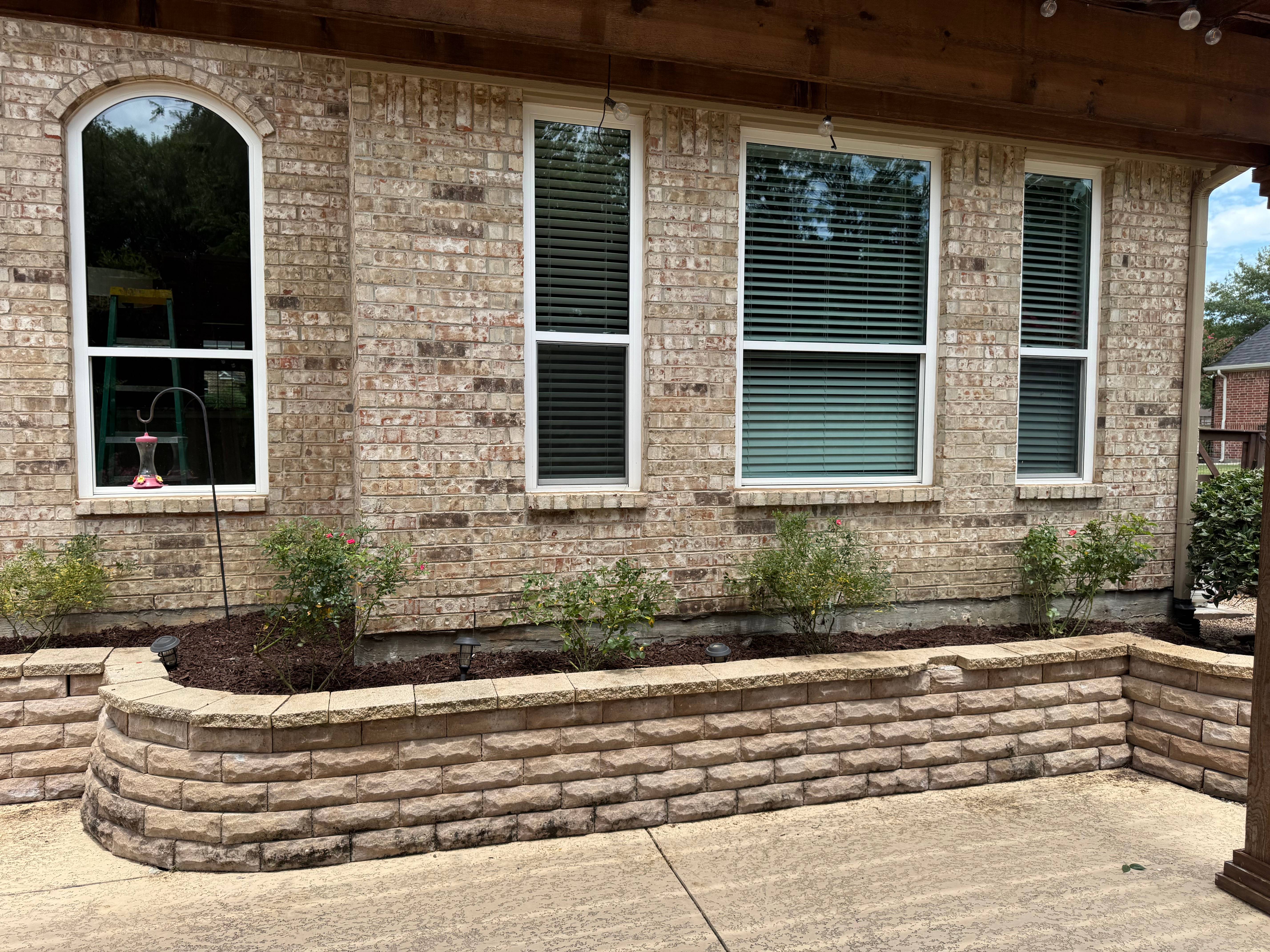 Curved Stone Wall & Patio